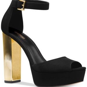 Michael Kors Black Suede Block Heels